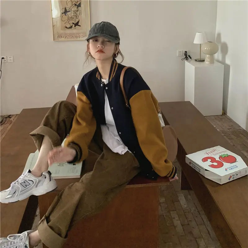 Vintage Baseball Outwear Loose Windbreaker jacket