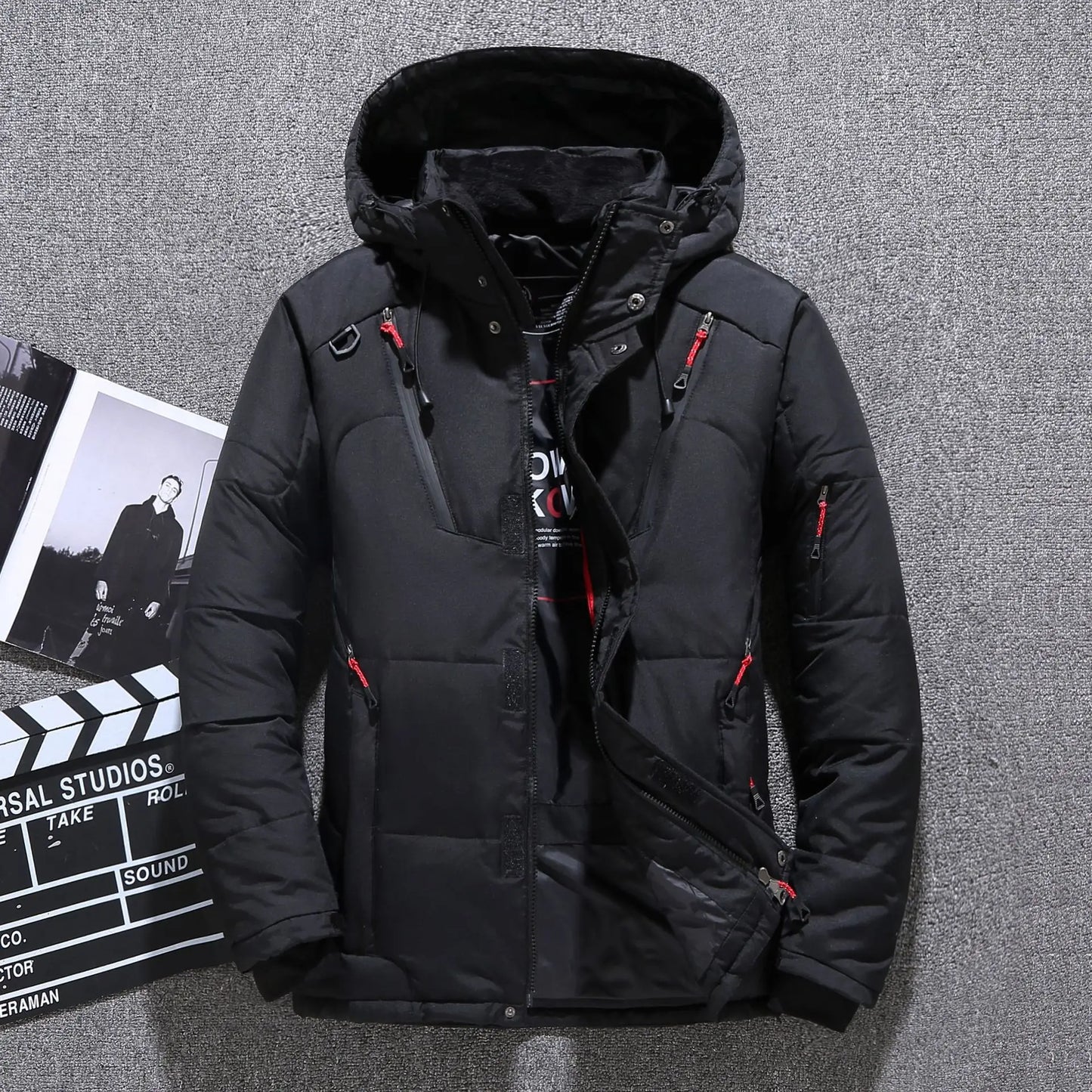 Mens White Duck Down Jacket Warm Hooded Thick Puffer Jacket