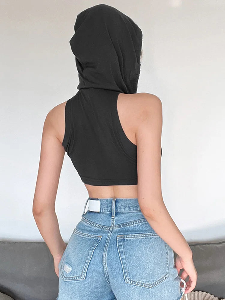Hooded Soild Silm Sexy Tanks For Women