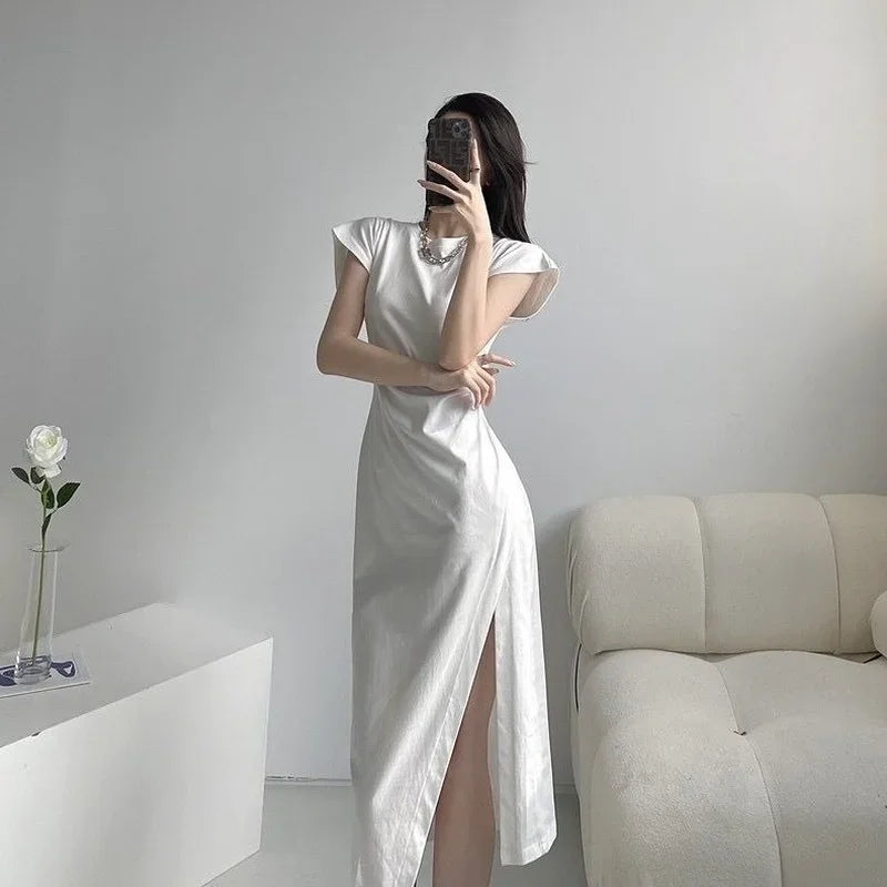 White Chic and Elegant Pretty Casual Women's dress