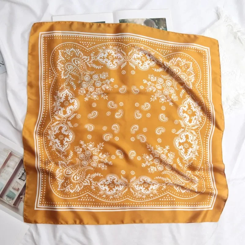 70cm Paisley Printed Hijab Scarf Satin Bandana Head Scarfs
