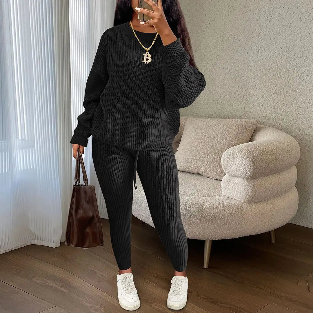 Knitted Sweater Two Piece Set For Women