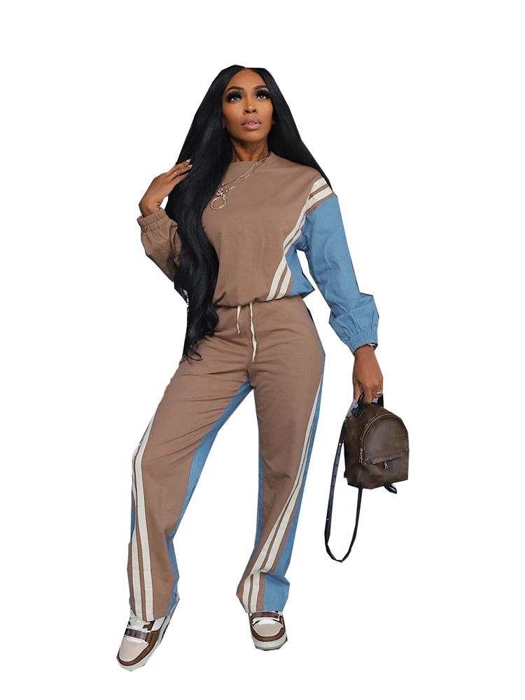 Sweatsuits for Woman Sports Fashion Full Sleeve Sweatshirt and Drawstring