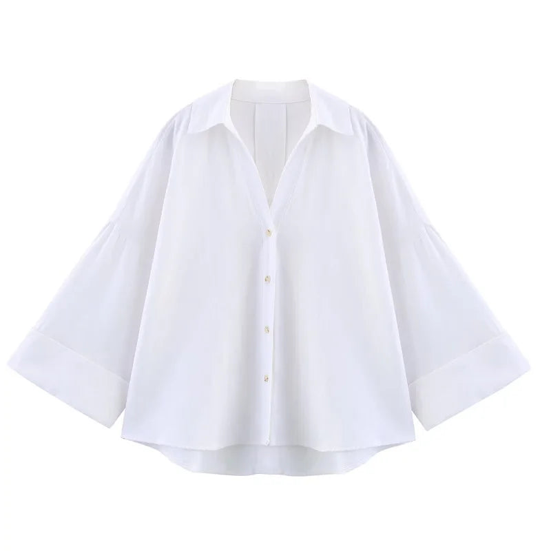 Women's Shirts Striped Oversize ShirtsWide Sleeve