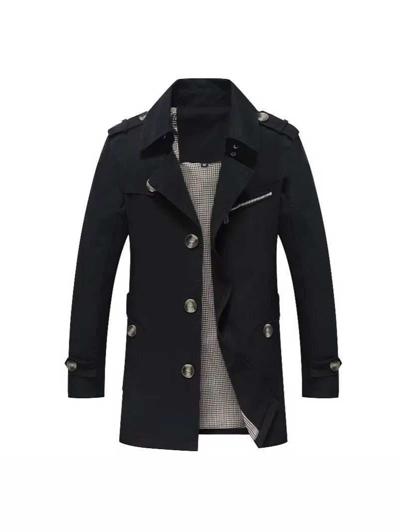 Mens Business Windbreaker Long Jackets