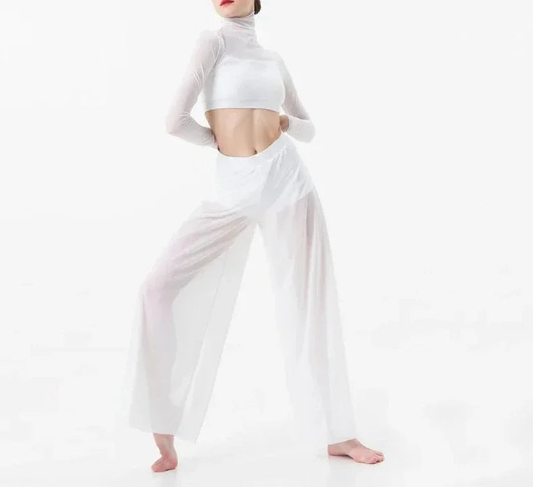Dance Set Women's Elegant Classical Modern Dance Practice Mesh