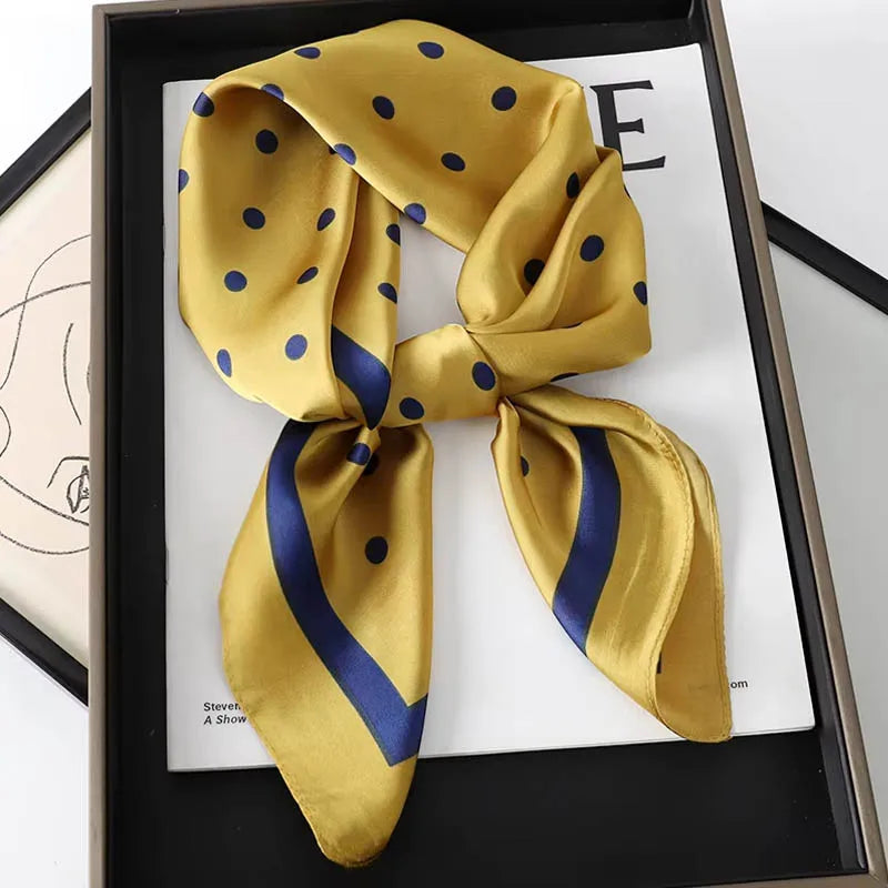 Luxury Lady Hair Dot Scarf Silk Square Scarves