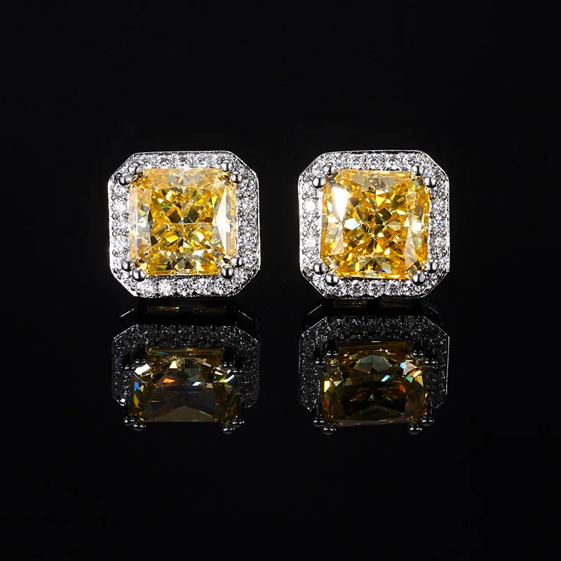 Ice Cut Pink Diamond High Carbon Diamond Square Bag Earrings