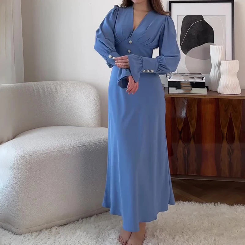 Deep V-neck Chiffon Party Dress