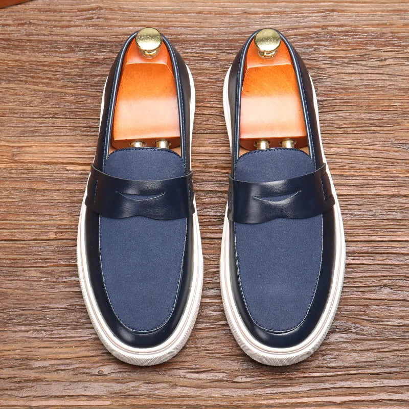 Suede Leather Loafers Thick Sole