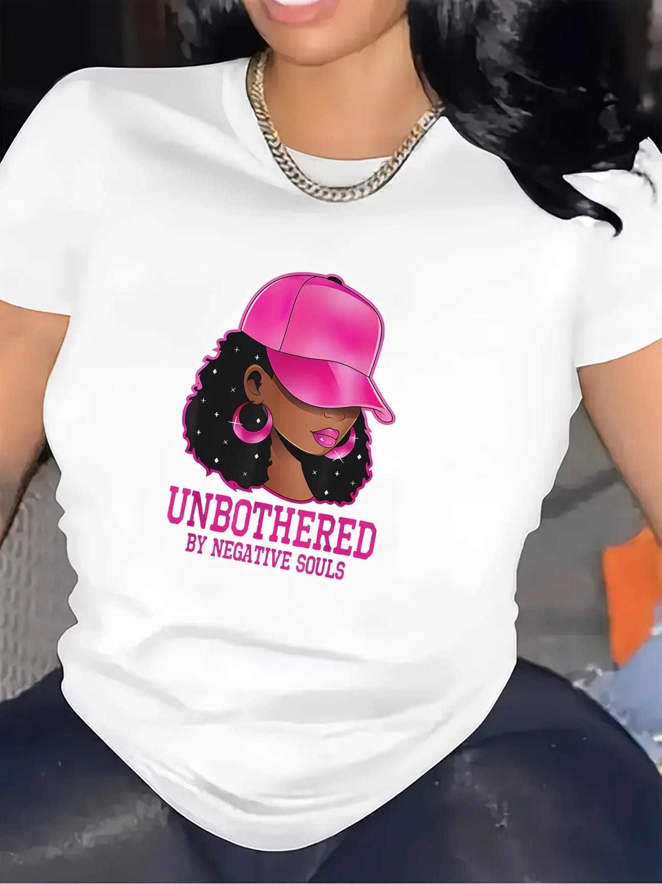 T-Shirt for Women Comfortable Fabric, Stylish Pink Cap Illustration,