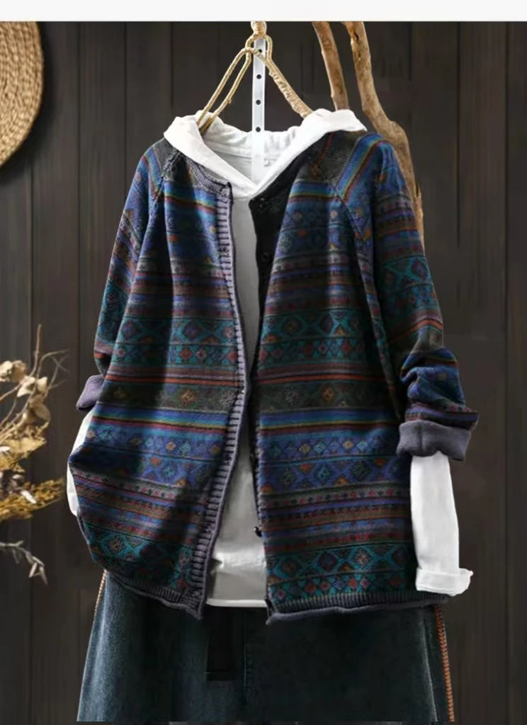Knitted Versatile Loose Vintage Casual Long-sleeved Top Cardigan