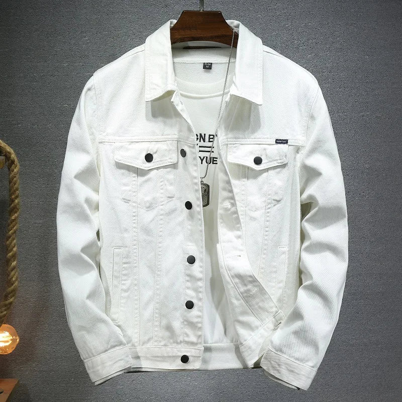 Men's Cargo Denim Jacket Couple Cotton Casual Outerwear