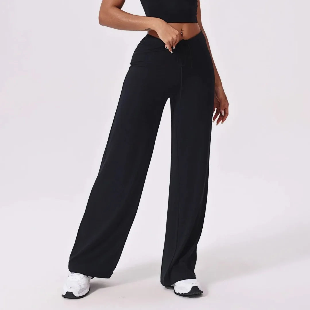 Women's Wide-leg Loose Yoga Pants High Waist Hip Lift Breathable Sports Flared Trousers