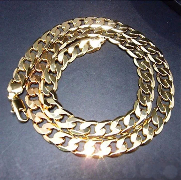 Pure Gold Color Chain Jewelry, Chapado Ouro 10mm Chain For Men
