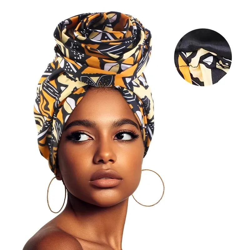 Woman African Satin Lined Turban Cap