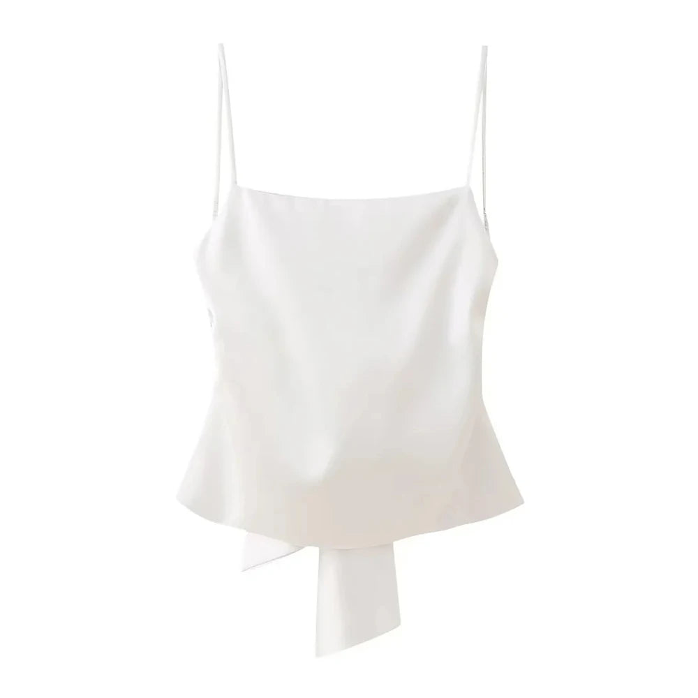 Women's Tank Tops with Tied Back, Straight Neck