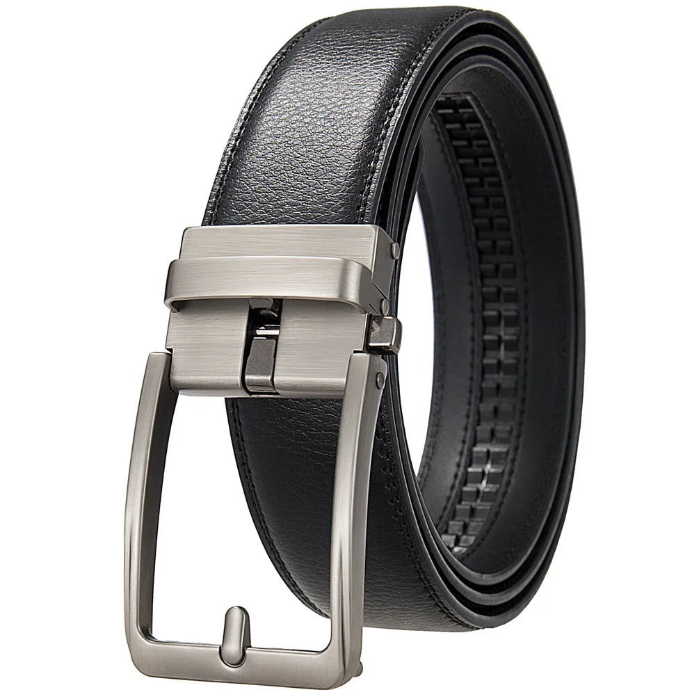 Click Belts for Men Automatic Buckle Genuine Leather Men's Waist Male Strap