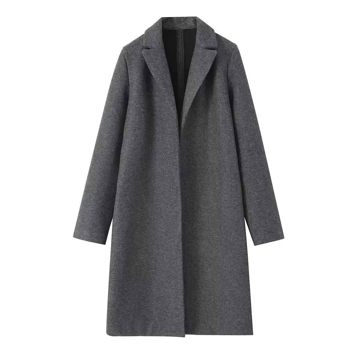 Woolen Open Stitch Long Trench Coats