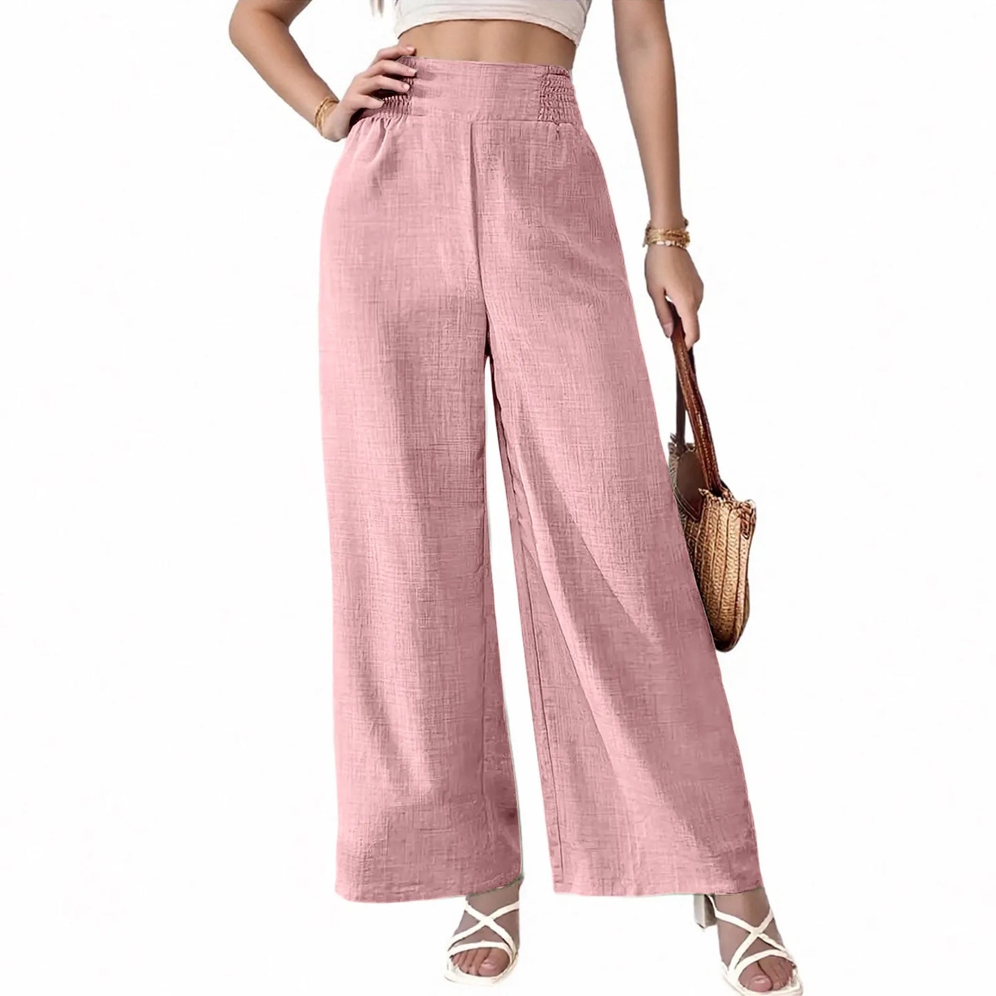 Women's summer thin twill pants versatile casual wide-leg trouser