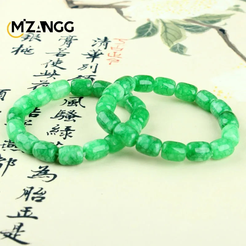 Natural Jade Dry Green Bracelet Necklace Hand-carved