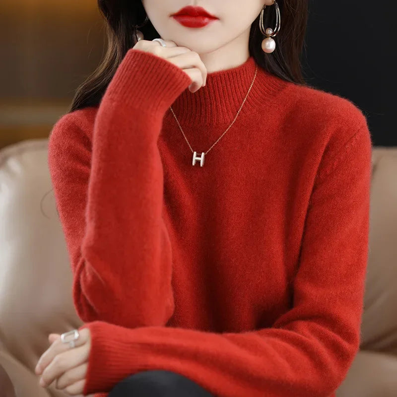 Women's Solid Long Sleeve Pullovers Knitwear