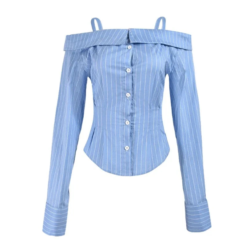 Blouse with Long Sleeves, Revealing Shoulders,