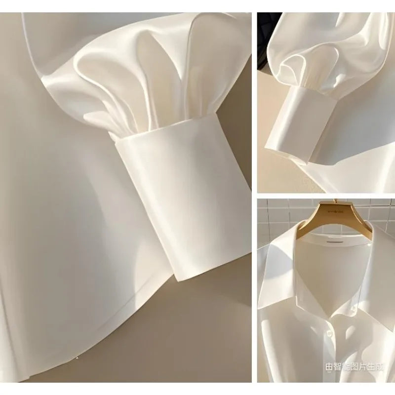 White Blouses French High-end Shirts