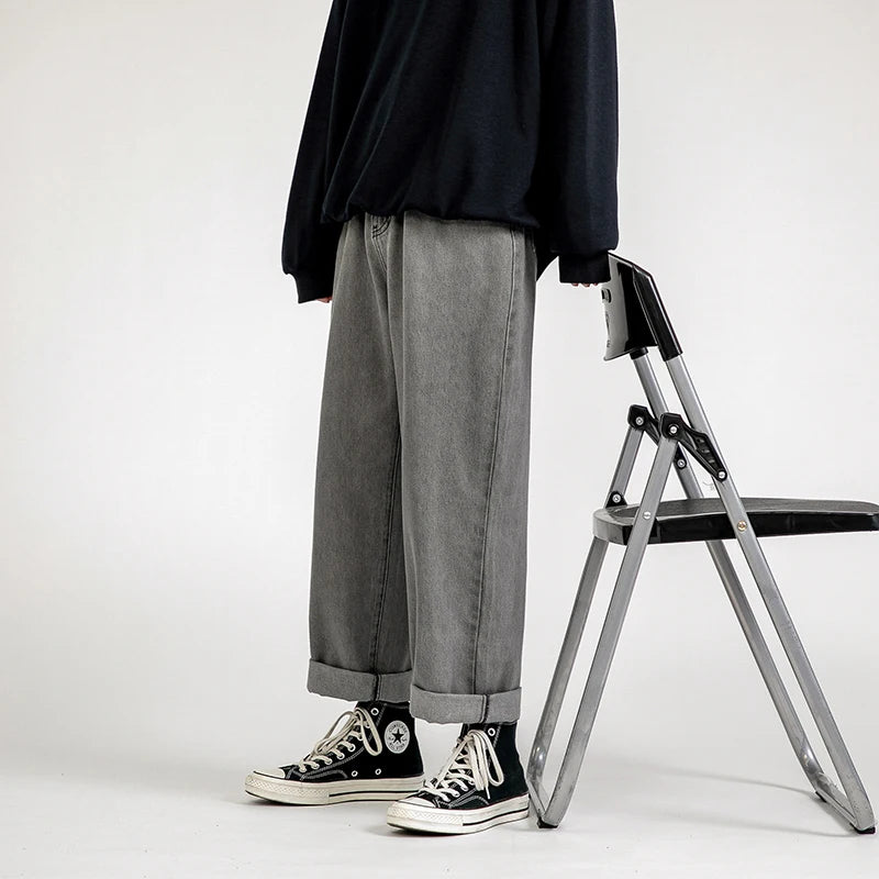 Men's Jeans Pants Straight Trousers Denim Streetwear Fashion