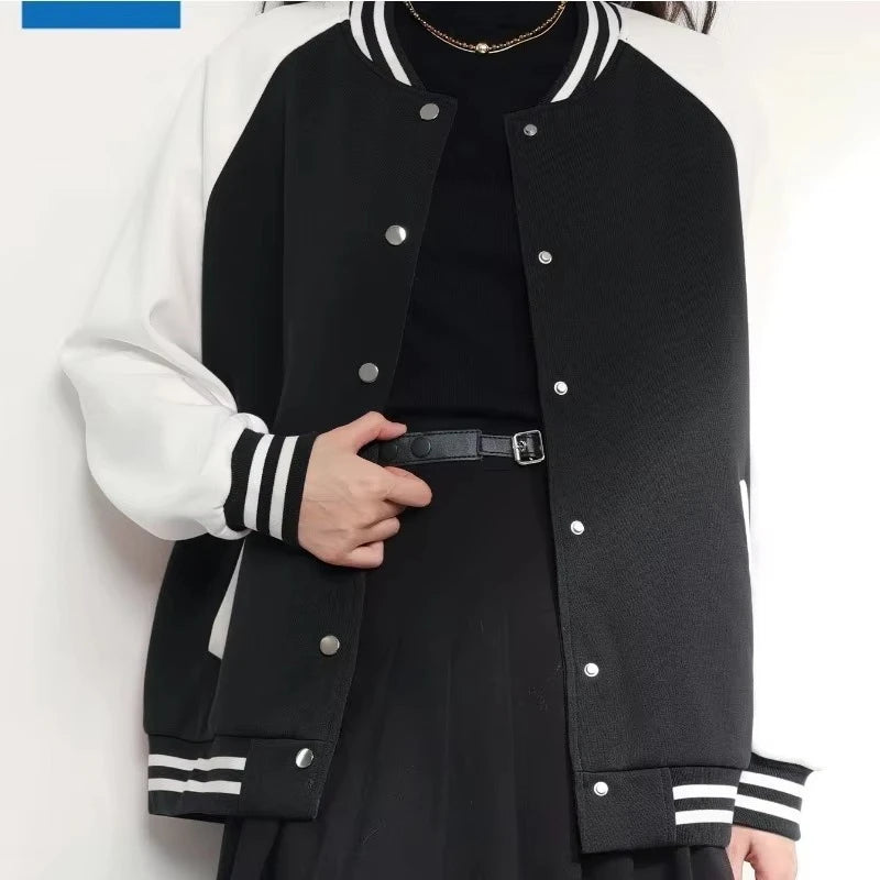 Men's Casual Baseball Jacket - Contrast Cuff Design