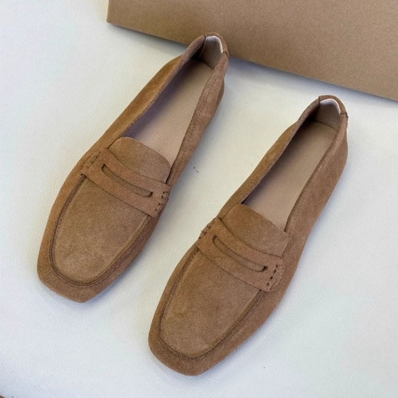 Loafers Woman Leather Mocassins Casual Flat Shoes