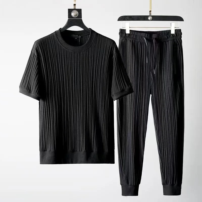 New Men's Set Fashion Versatile Half Sleeve