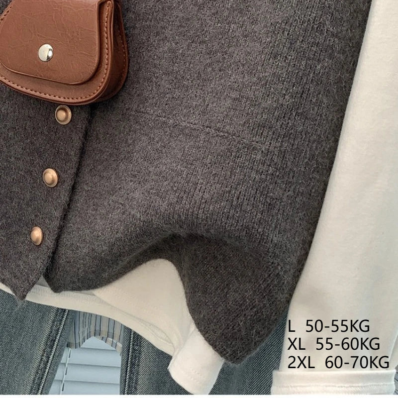 Women's Soft Knitted Vest Button deep V-Neck Sleeveless Fall Cardigan