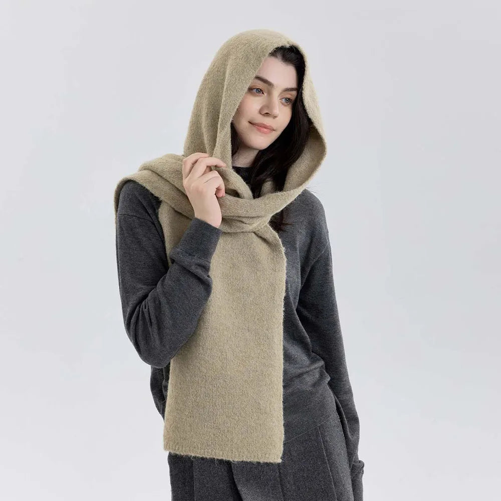 Balaclava Beanie Scarf Set Wool Warm One-Piece Hat Scarf