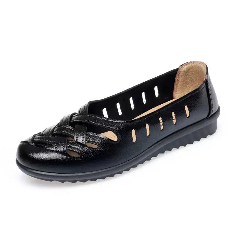 Flats Female Braided Shoes Leather Flats Moccasins Loafers