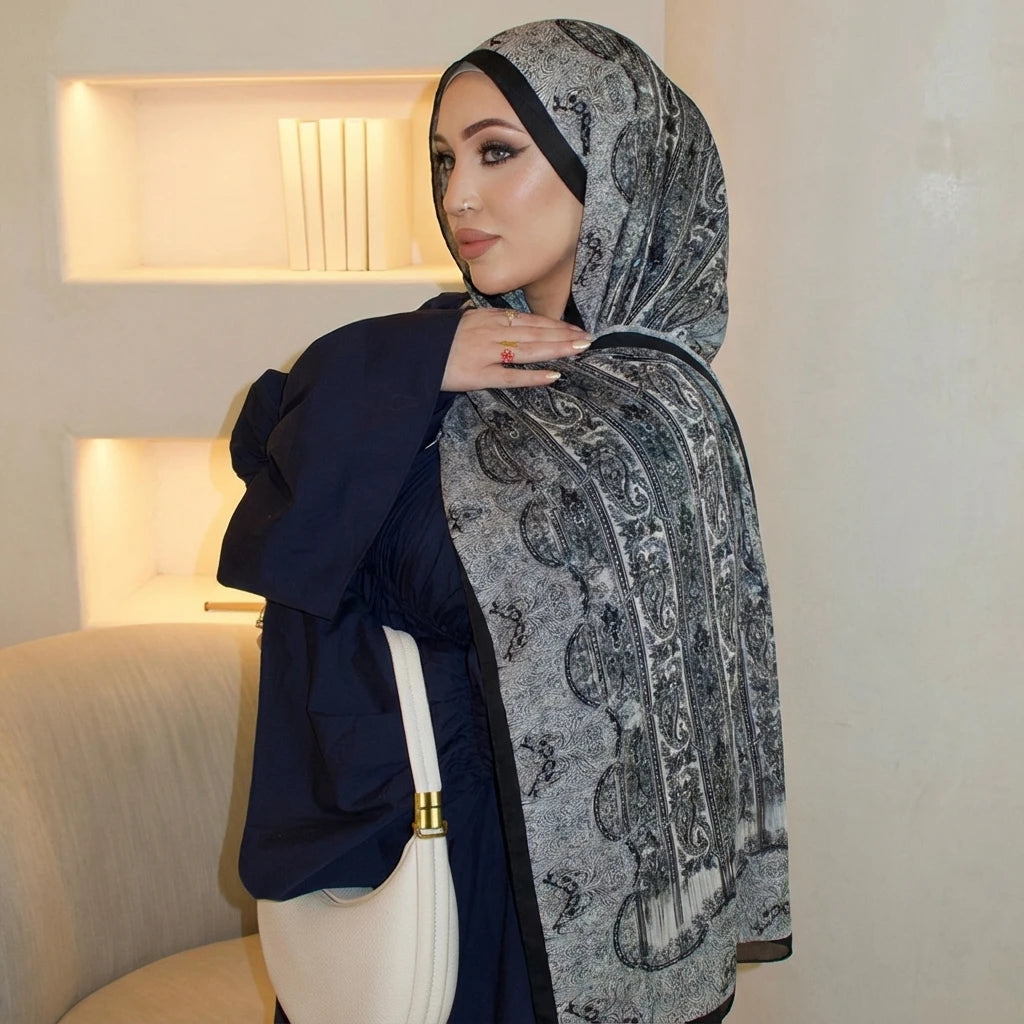 Ramadan Hijabs for Women Spring Water colour Shawl Soft Muslim Eid Hijabs