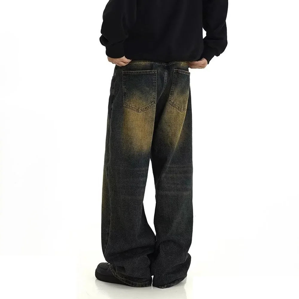 Mens Retro Casual Washed Jeans
