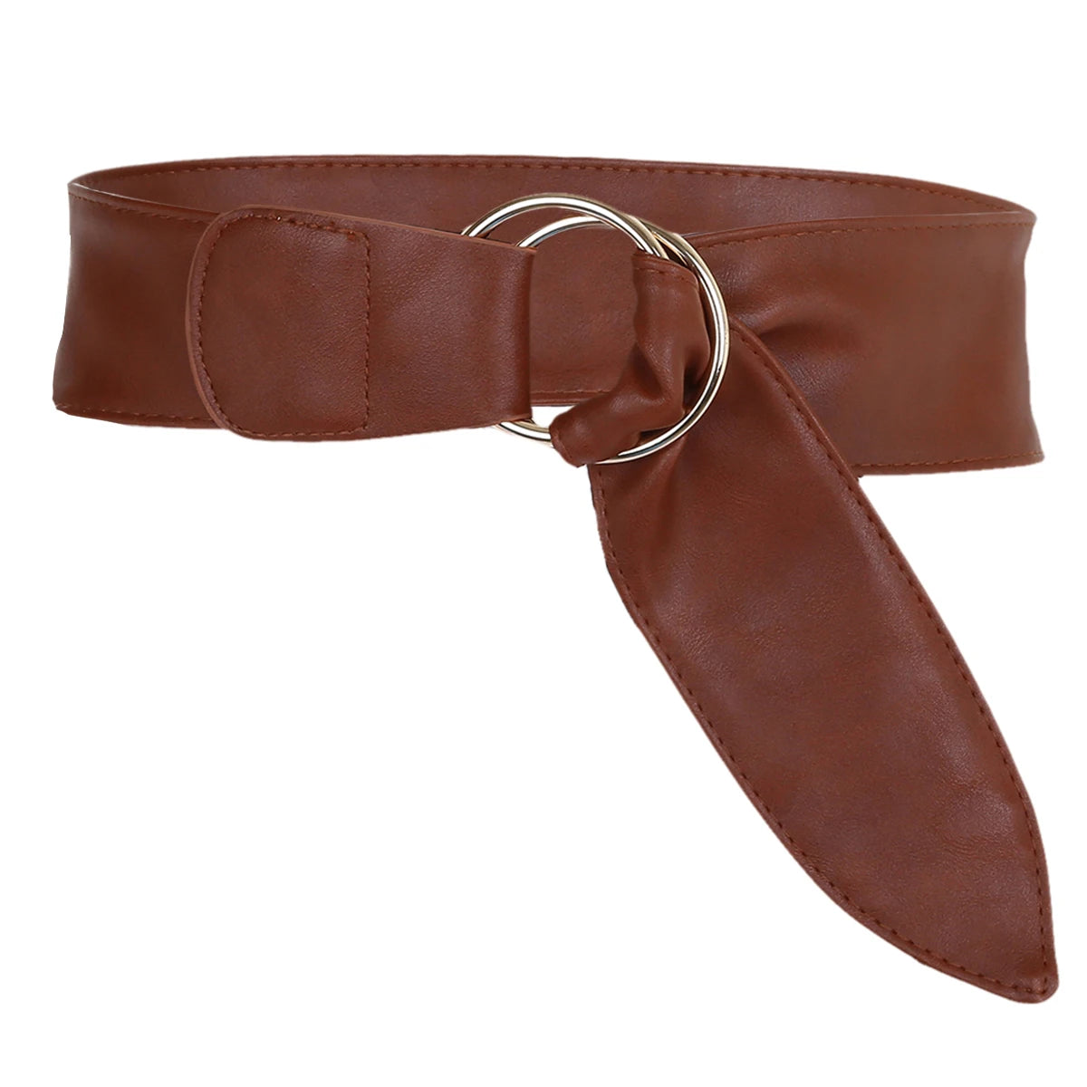 Wide Belts For Women Black Belt Double Round Ring Buckle Belt