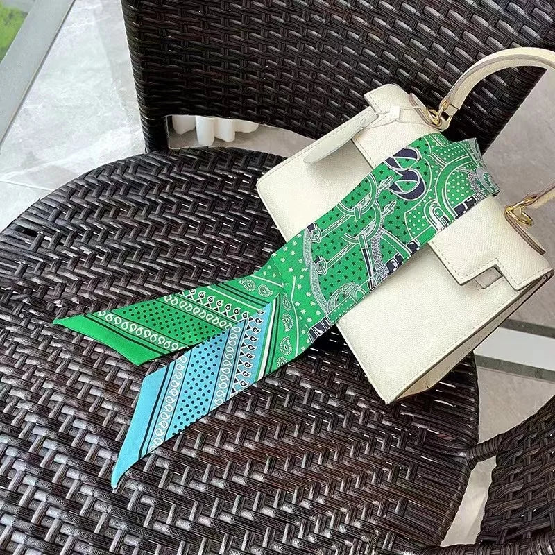 Ladies Silk Neck Scarf Small Silk Ribbon Ring Scarfs