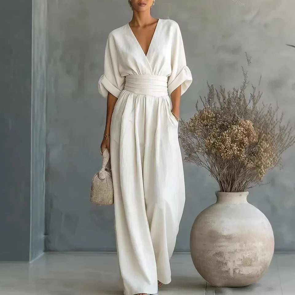 Women's Jumpsuit High Waist V-neck Casual Daily Business Rompers
