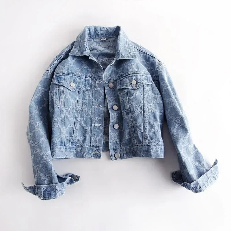 Embroidery Jacquard Cropped Loose-fit Versatile Tweed Jacket