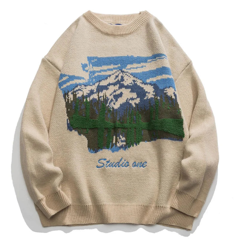 Knitted Sweaters Men Women Retro Pattern Wool Jumper Pullover