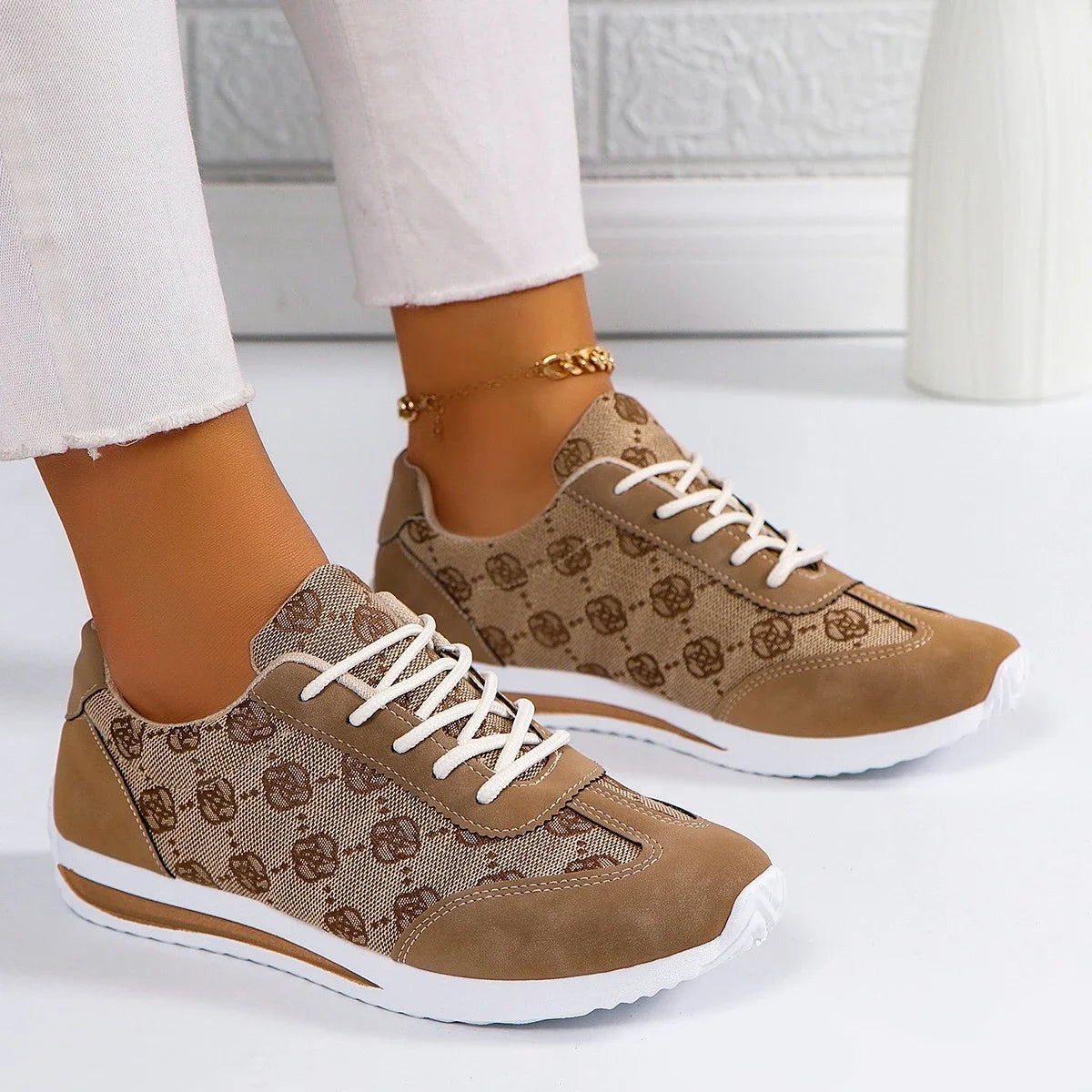 Women Sneakers Casual Comfortable Lace Up Walking Shoes