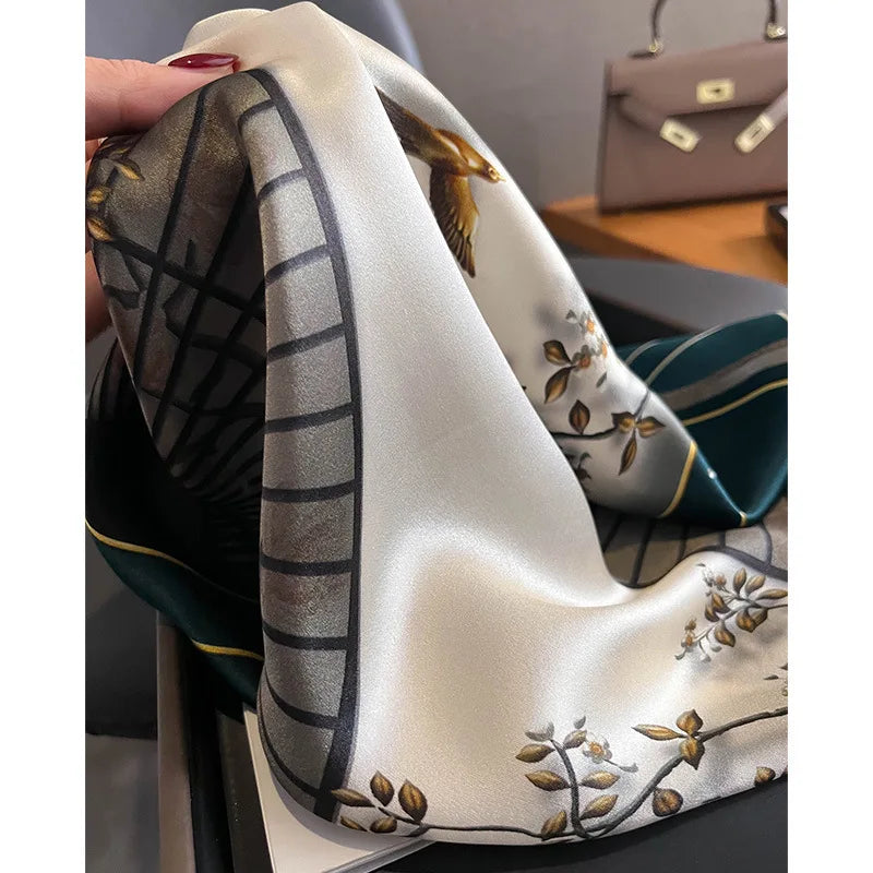 Silk Square Scarf Women Hair Ribbon