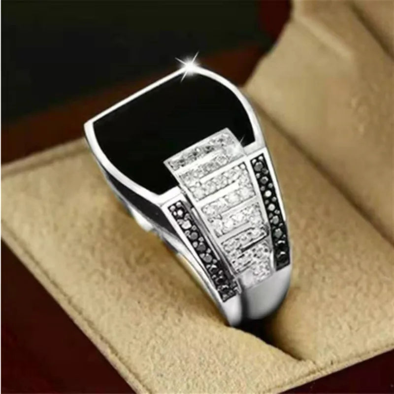 New Metal Glossy Rings for Men Geometric Width Signet Square Finger Punk Style Fashion Ring