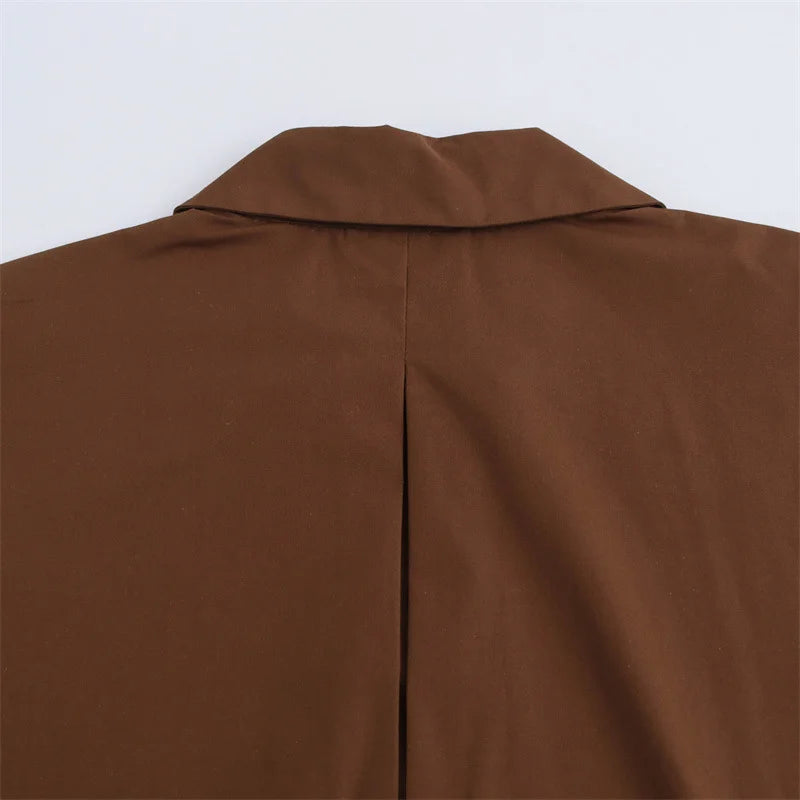 Brown Oversized Shirt Women Shirts & Blouses Loose Short Sleeve Top