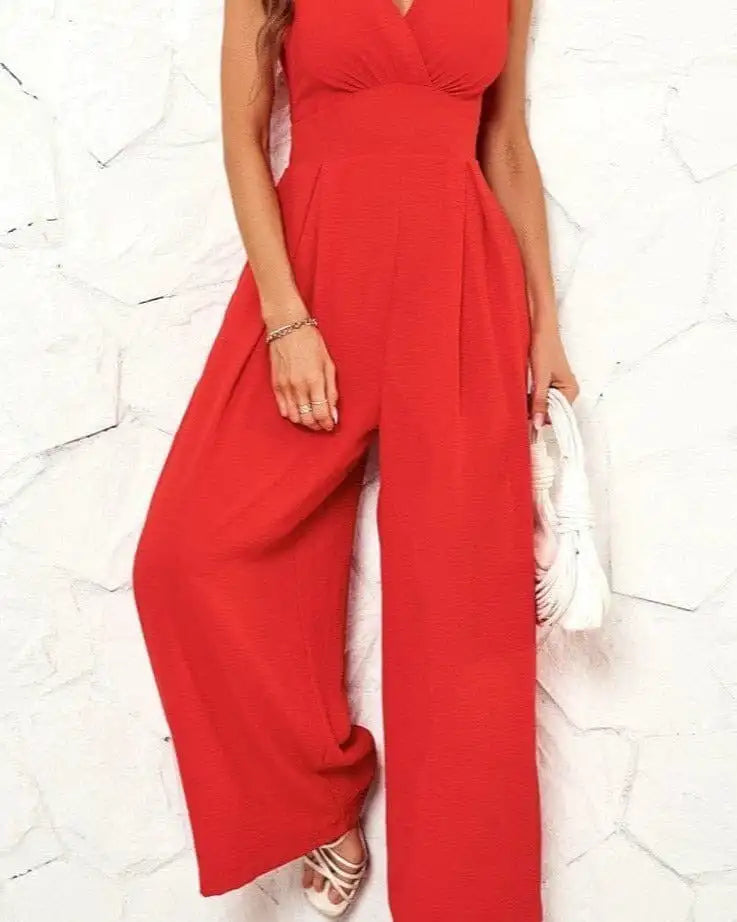 Women's Sleeveless Waist-Cinching Jumpsuit
