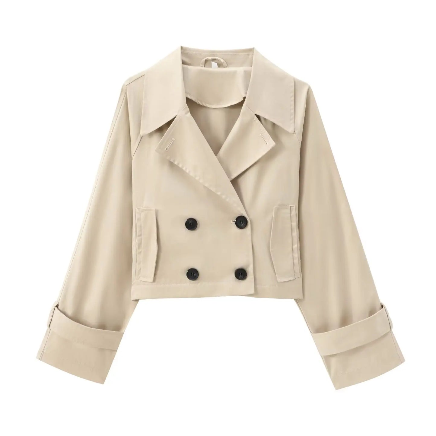 Cropped Trench Women's Autumn Coat Khaki