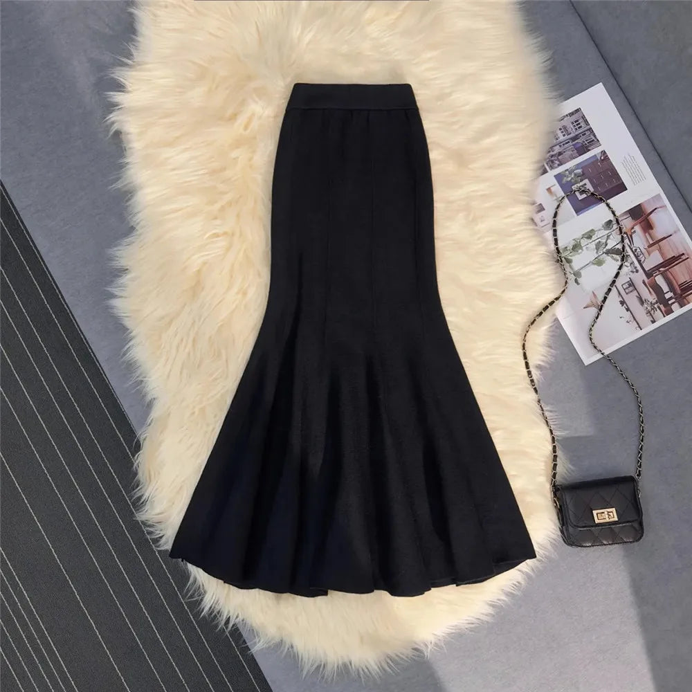Knitting High Waist Slim Trumpet Mermaid Skirts