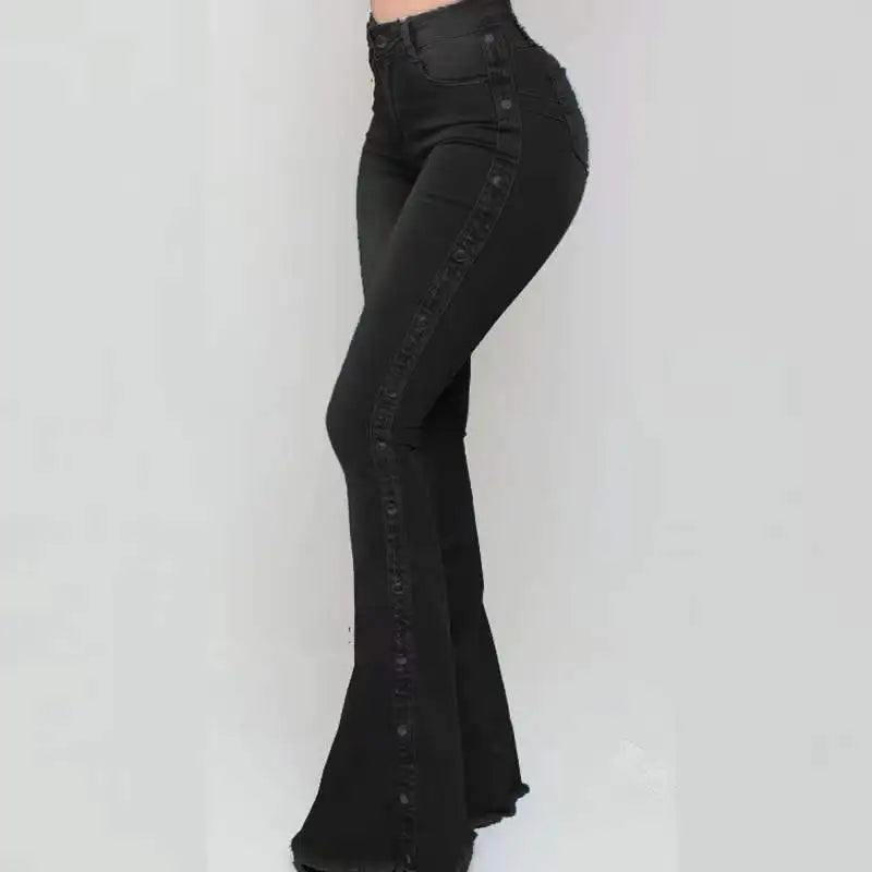 Women's waisted elastic floor speaker jeans